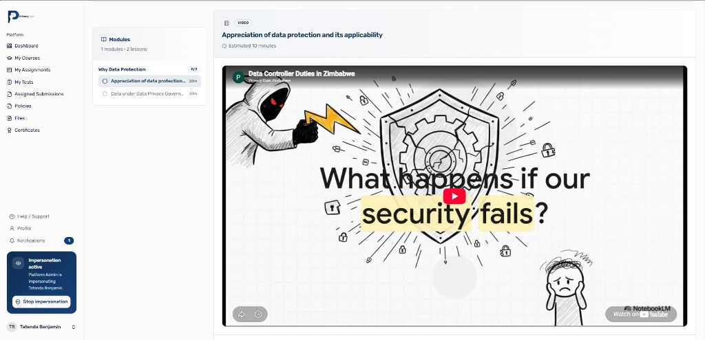 PrivacyCure data protection training lesson